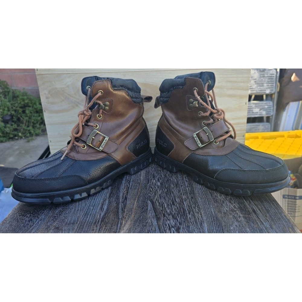 Polo Ralph Lauren Country BT II Leather Duck Boots Brown Black Size 10D